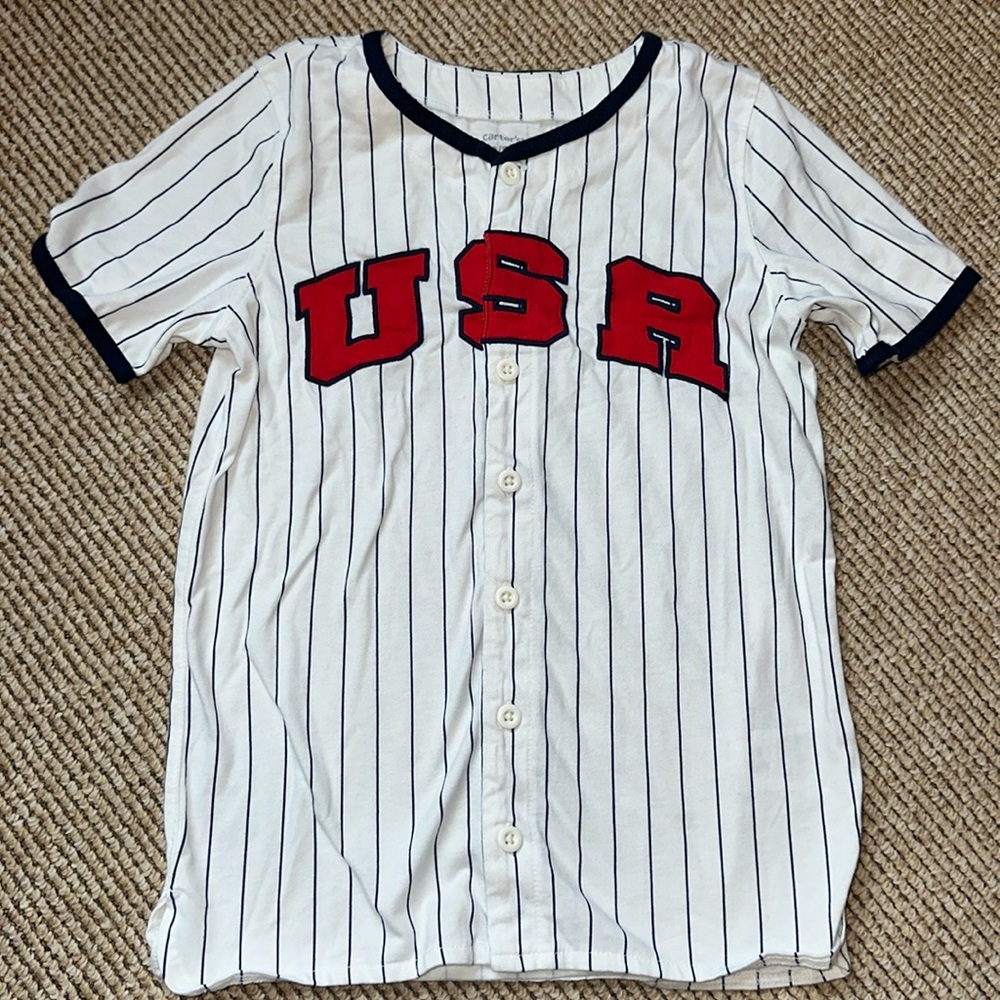 Carters boys size 8 USA baseball jersey pinstripes
